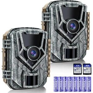 Punvoe 2 Pack Trail Camera 24MP 1080P Game Camera Motion Activated Trail Cam